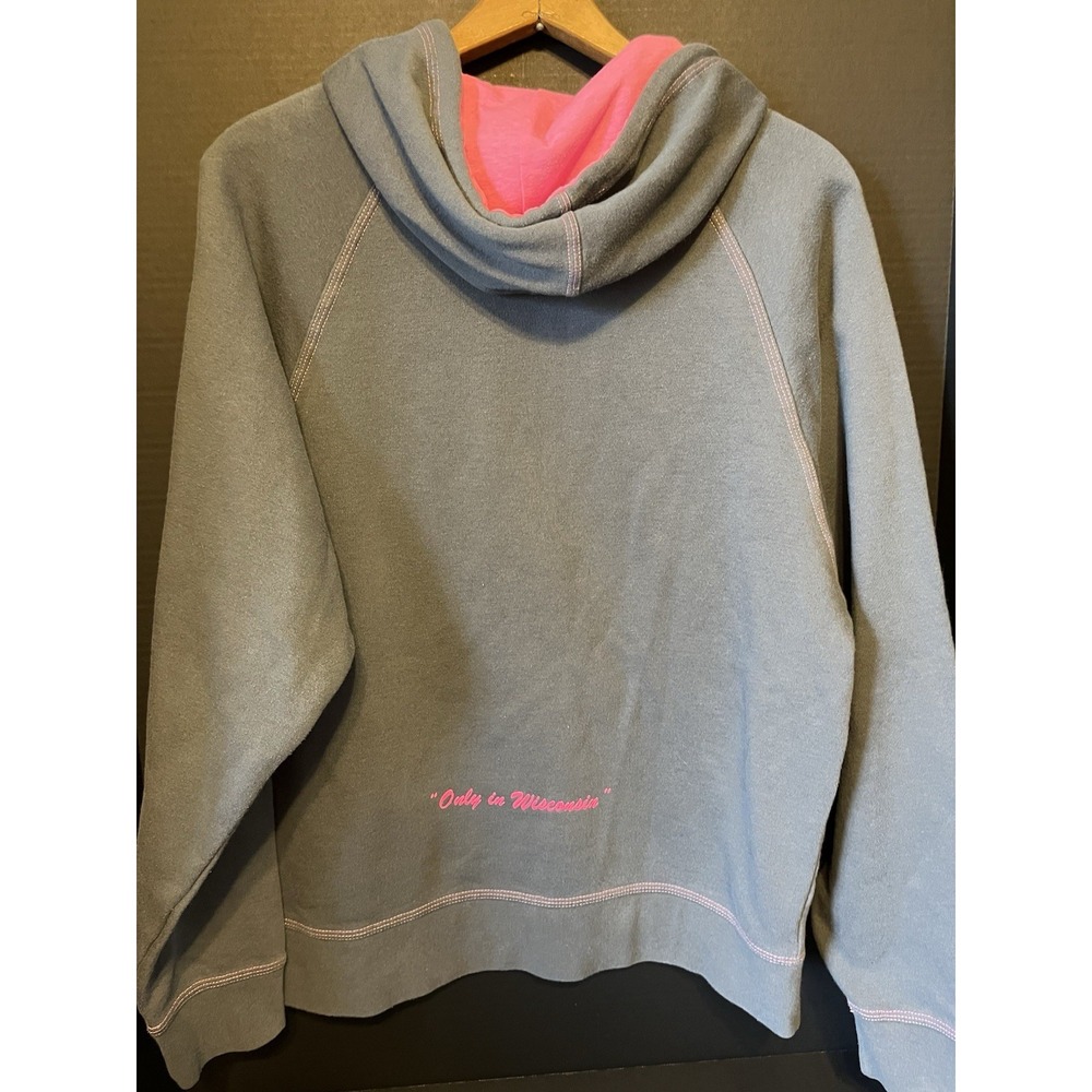 New Glarus Brewing Co. Hoodie Sweatshirt Sz M Cotton Spotted Cow, Gray & Pink - Picture 7 of 12